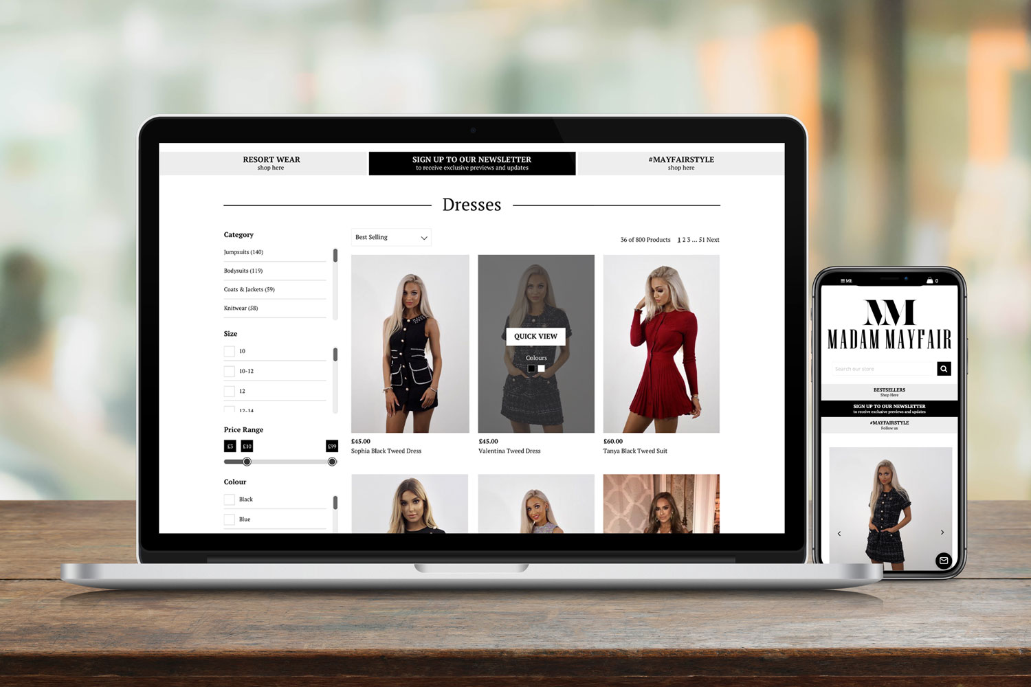 Madam Mayfair website design