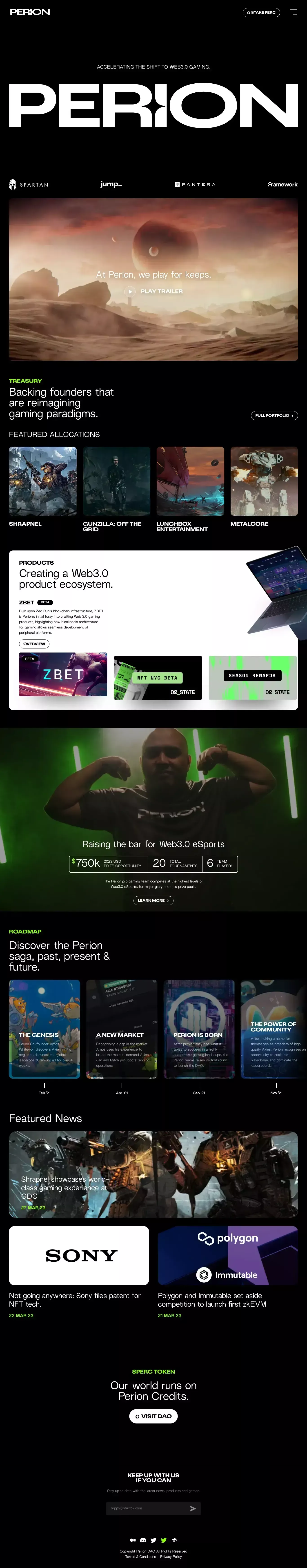 Perion - Play For Keeps. portfolio page screenshot showcasing Design and Tech design