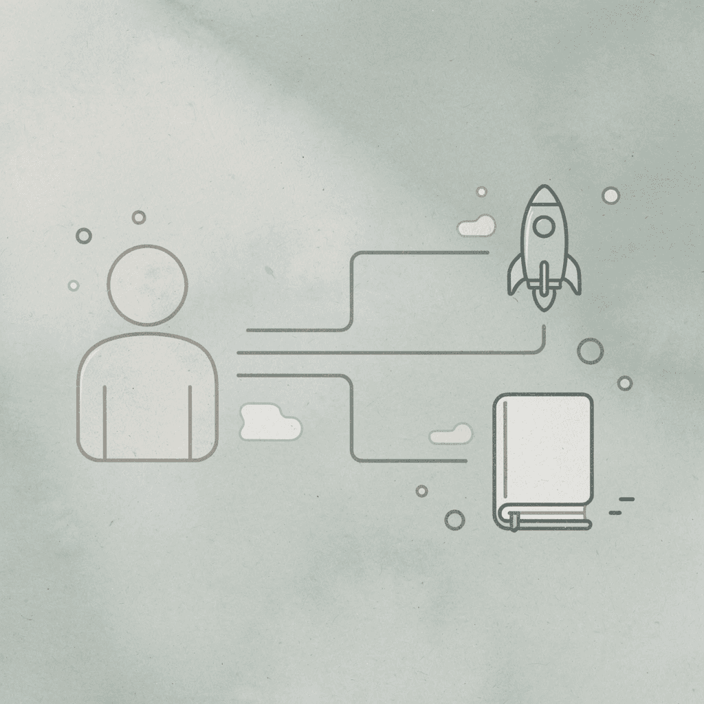 Icon splitting into two paths representing diagnosis and testing