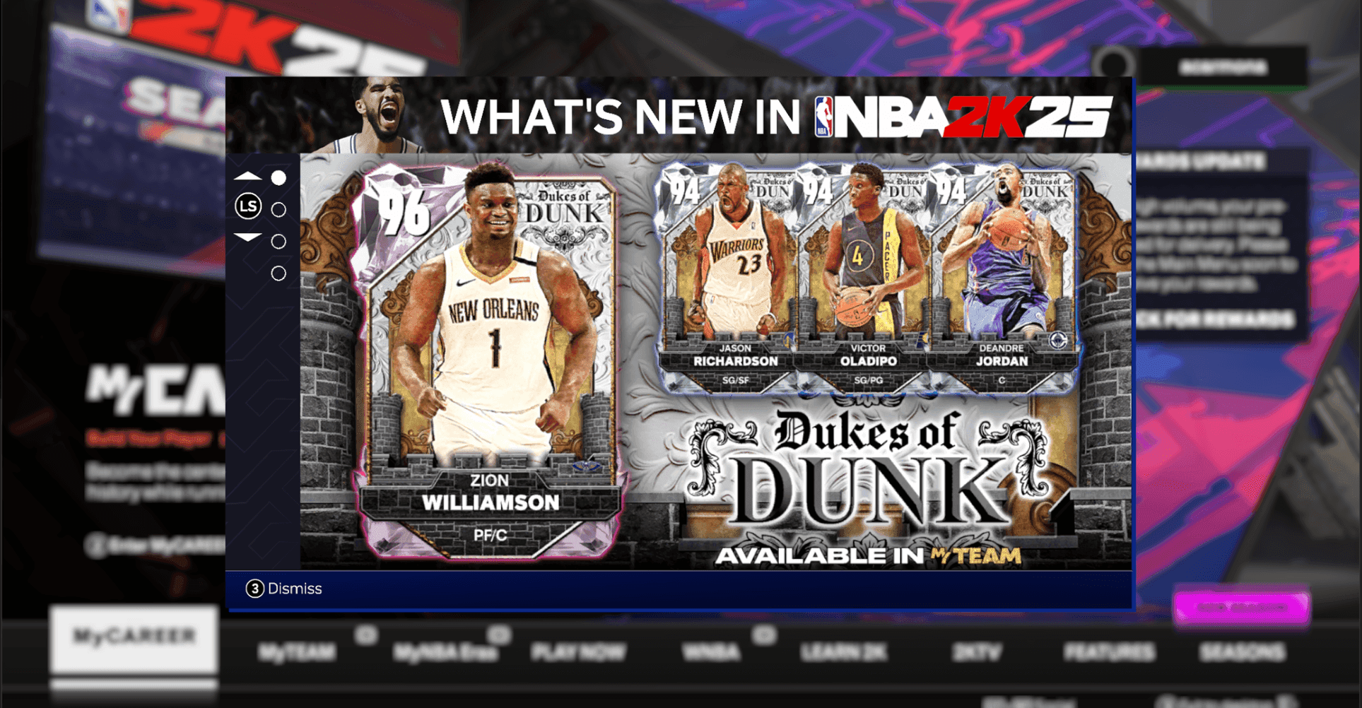Previews year's main menu