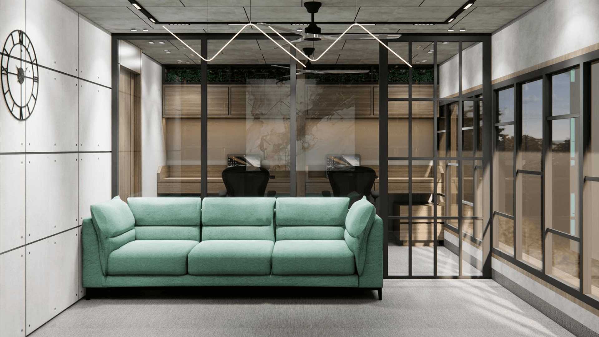 Office deisgn of the project called Contrast designed by theCraftiqs | A Design Studio