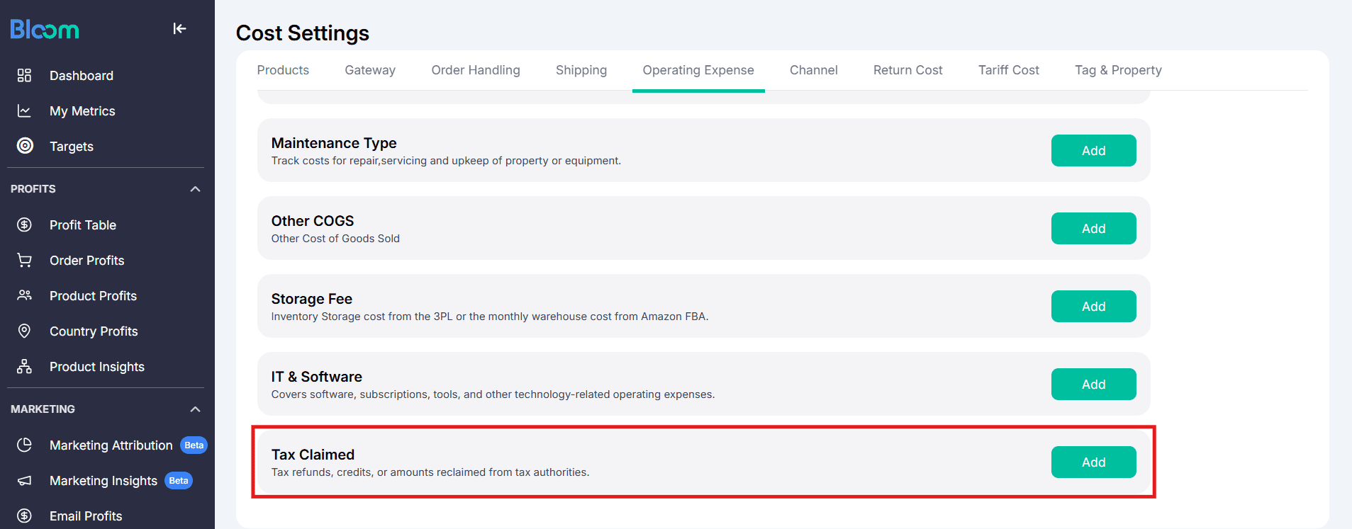 Shopify Tax Collection and Tax Claimed Back in Bloom