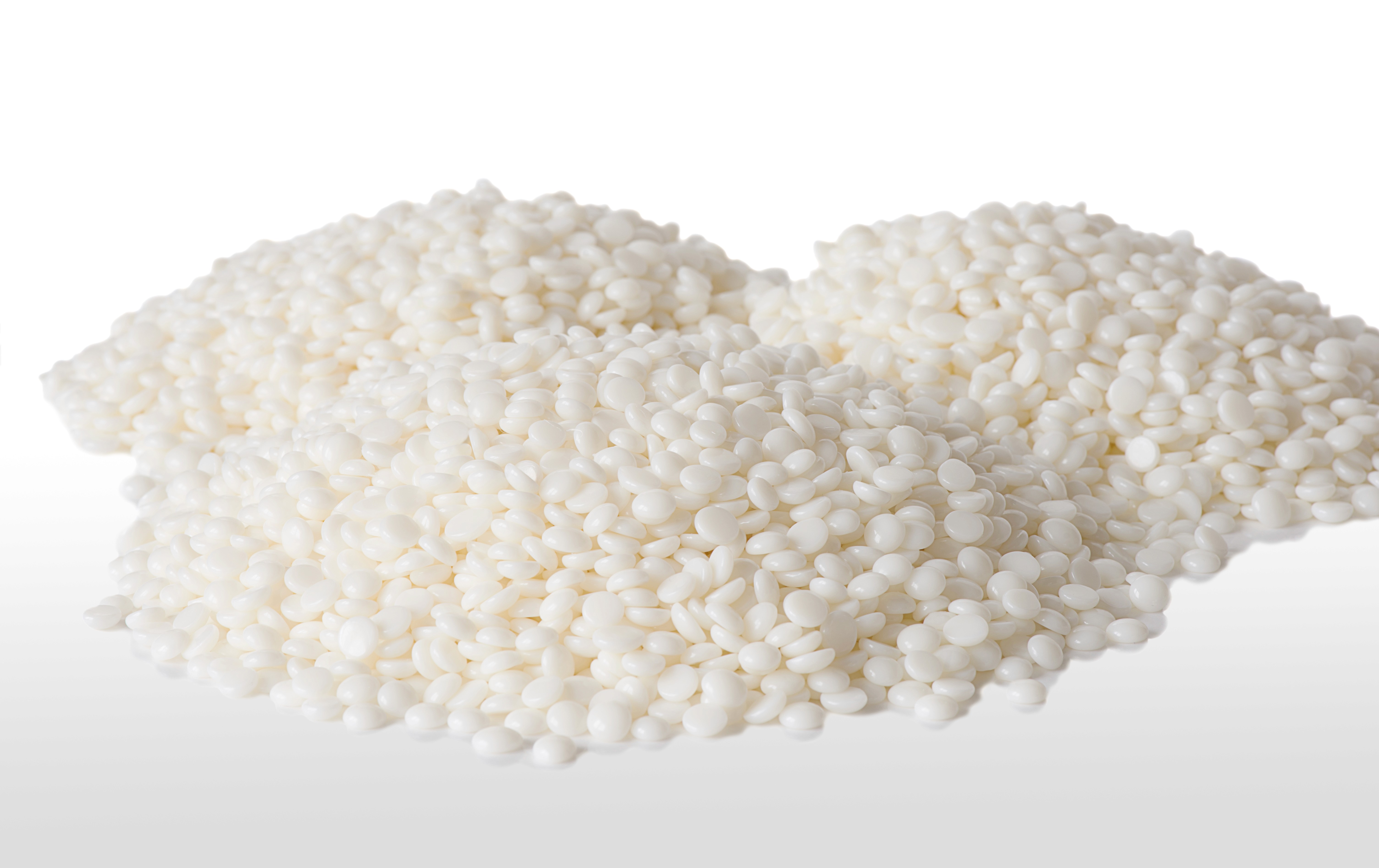 Polypropylene granules representing PP resin in its raw material form