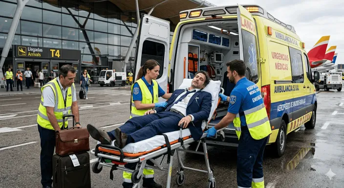Repatriación sanitaria de un trabajador herido durante un viaje corporativo, asumiendo la empresa el coste íntegro.