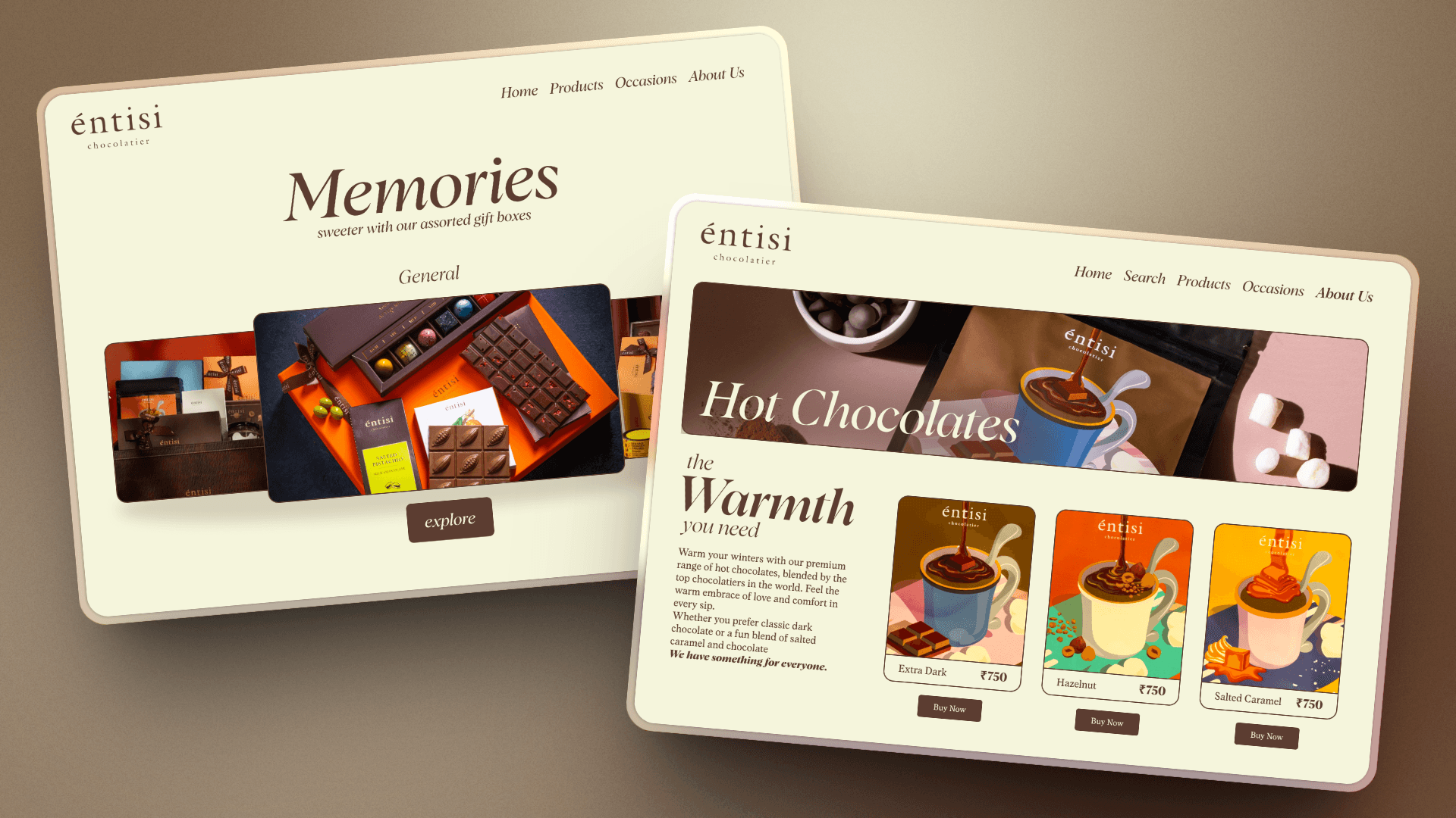 A two screens of the home page of the website