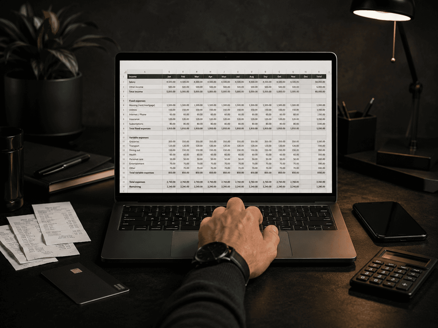 Credit card mockup displaying $430,000 balance and masked card details