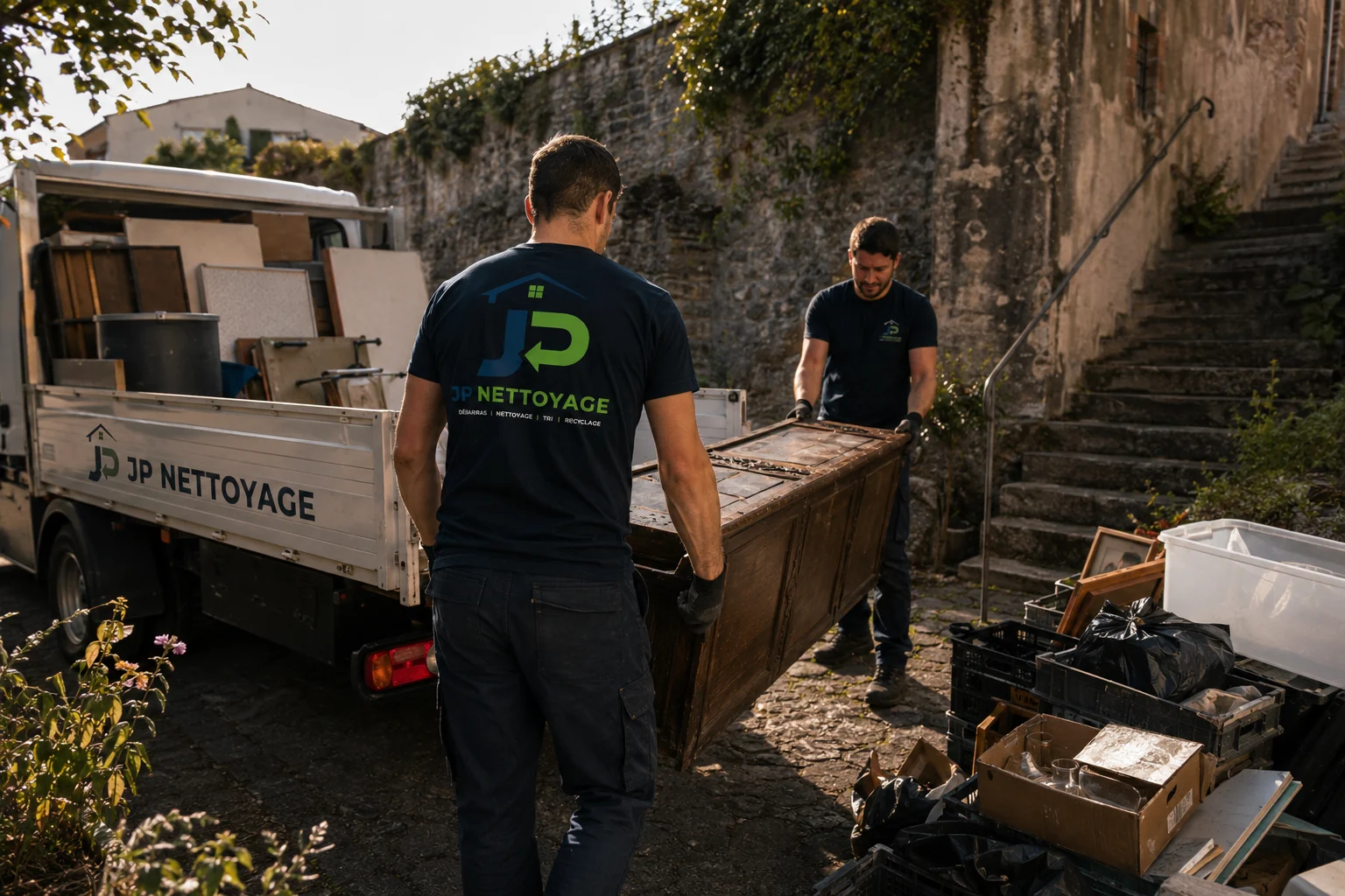 Enlèvement d'encombrants réalisé par l'équipe JP Nettoyage à Clermont-Ferrand et dans le Puy-de-Dôme.