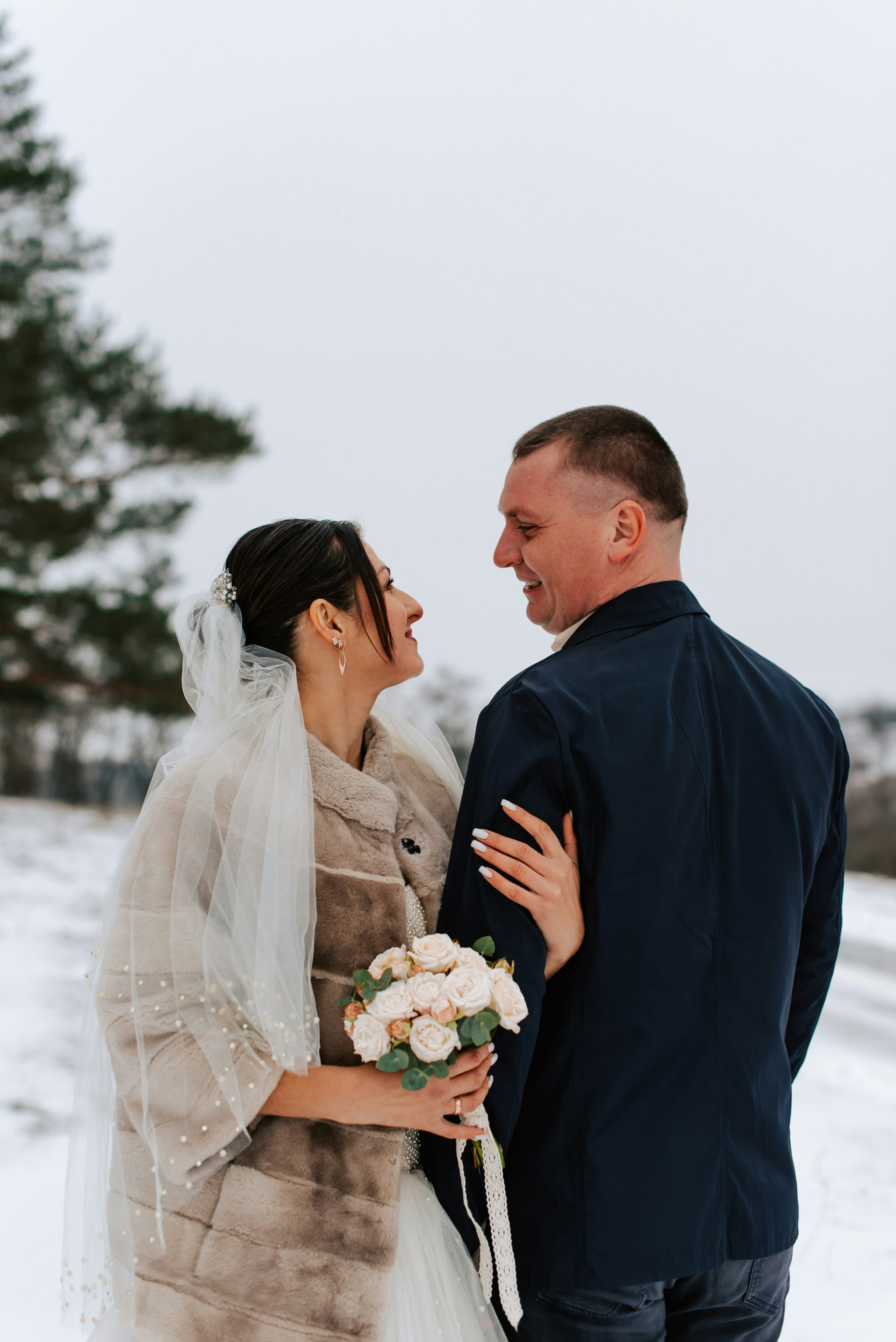 A couple posing for a photo