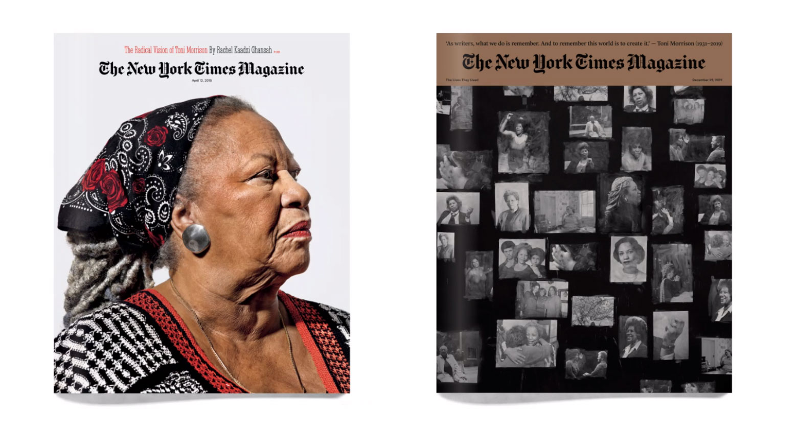 magazine covers woman with hair in a bandana