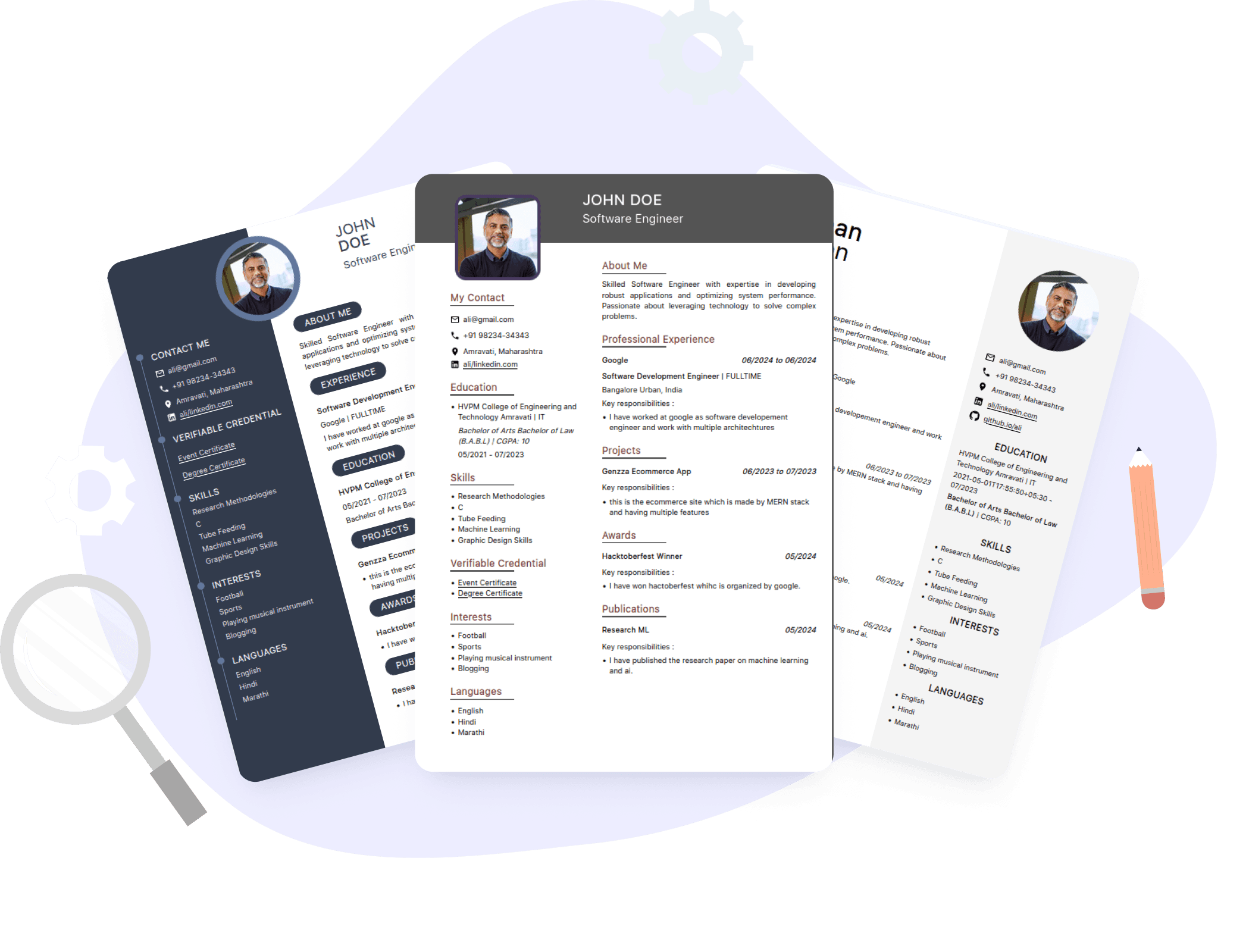 Free Resume templates and builder for freshers and professionals