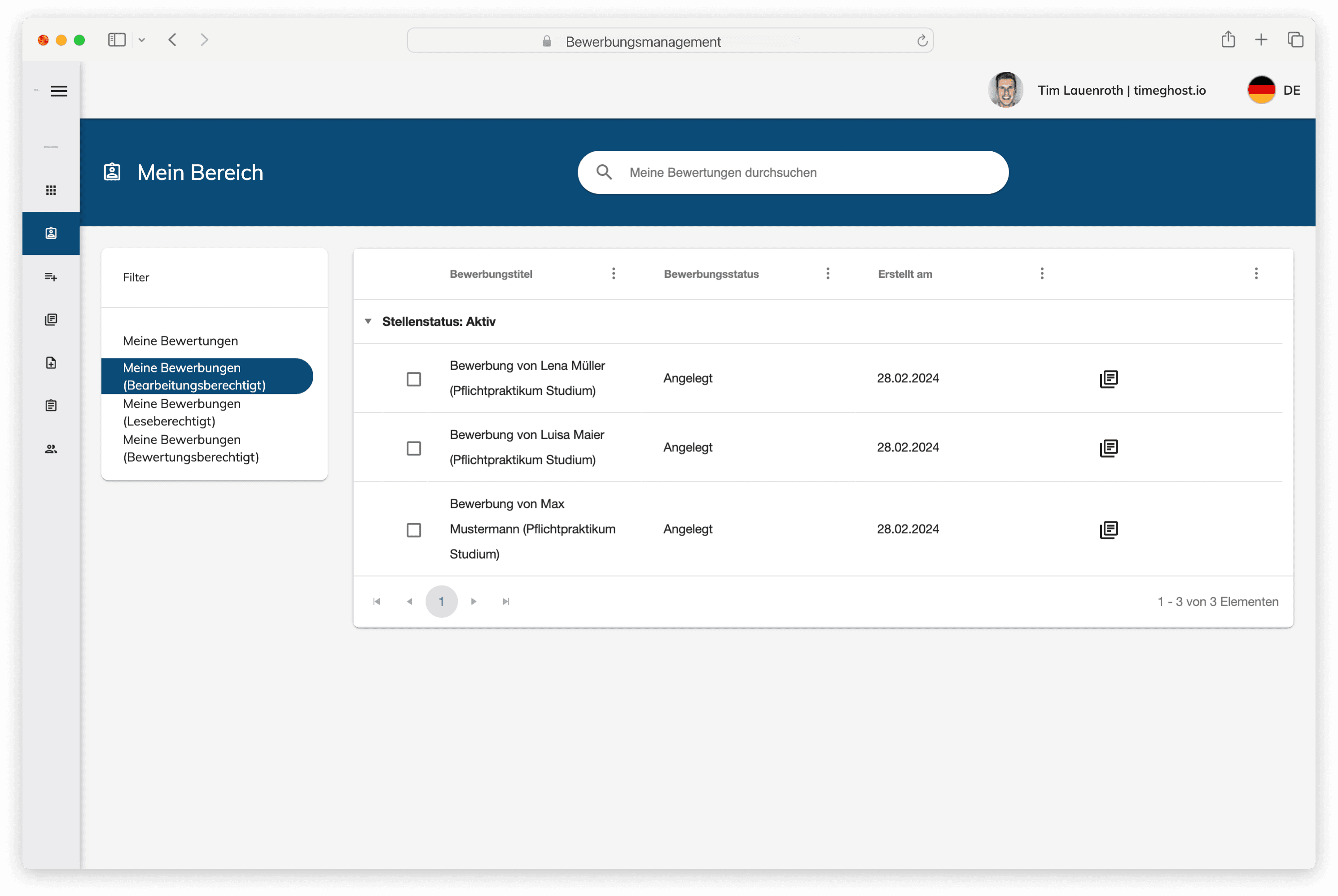 Bewerbungsmanagement timeghost SharePoint Framework