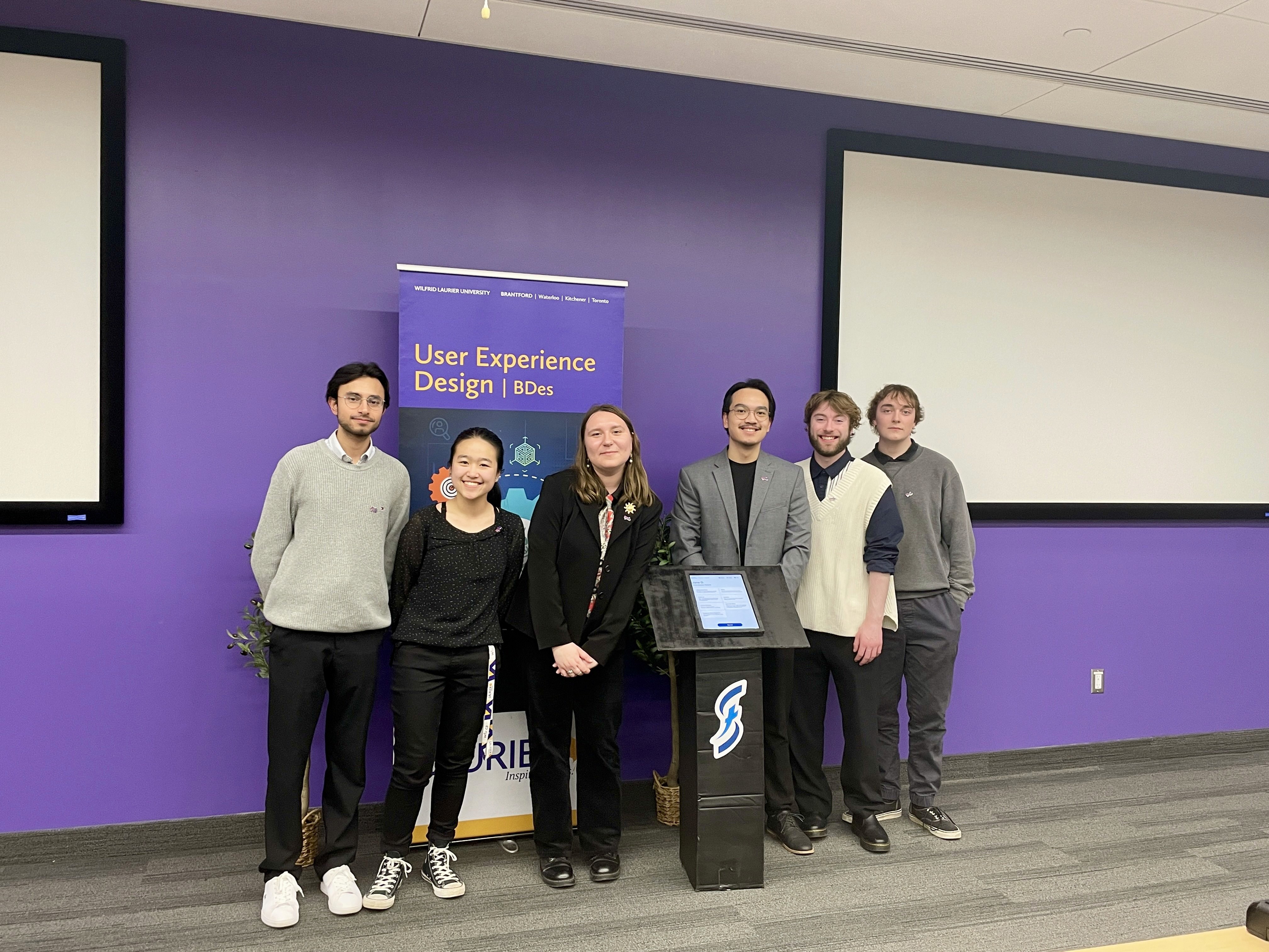 My team and I posing with the Caregiver Kiosk prototype