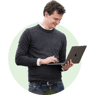 Joep working on laptop