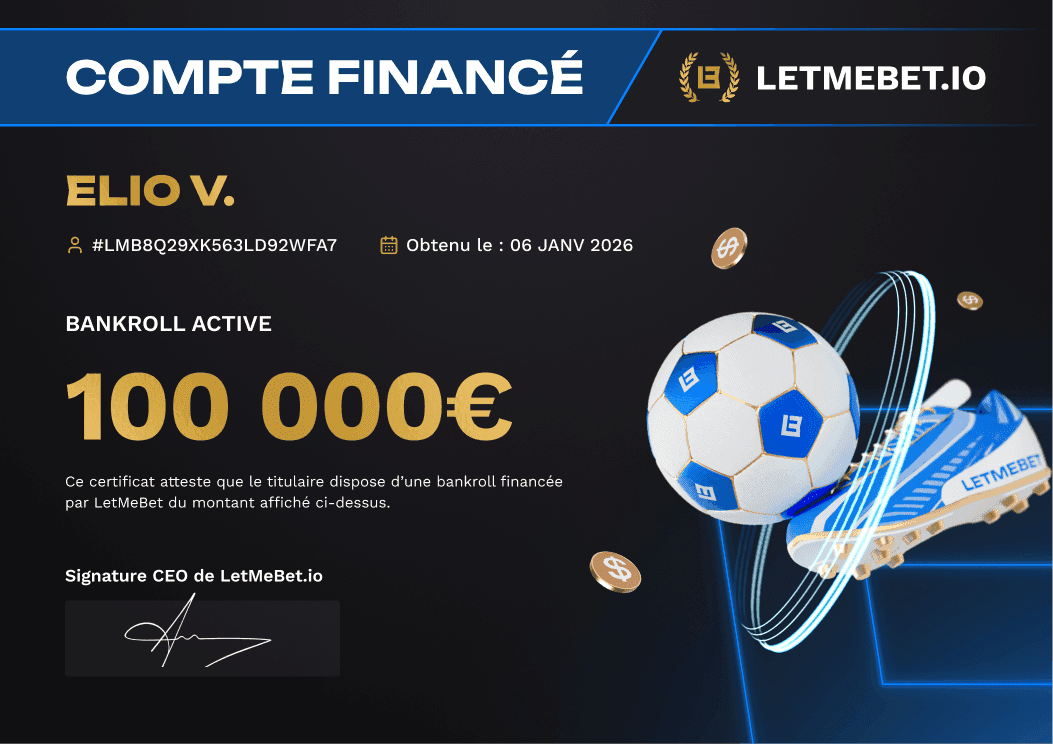 Compte financé LetMeBet Elio