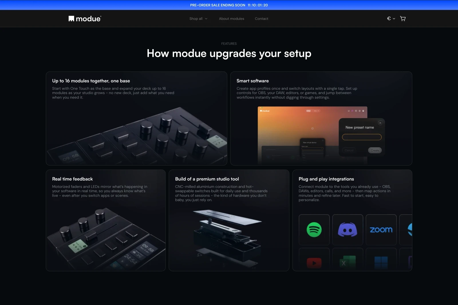 modue product features grid