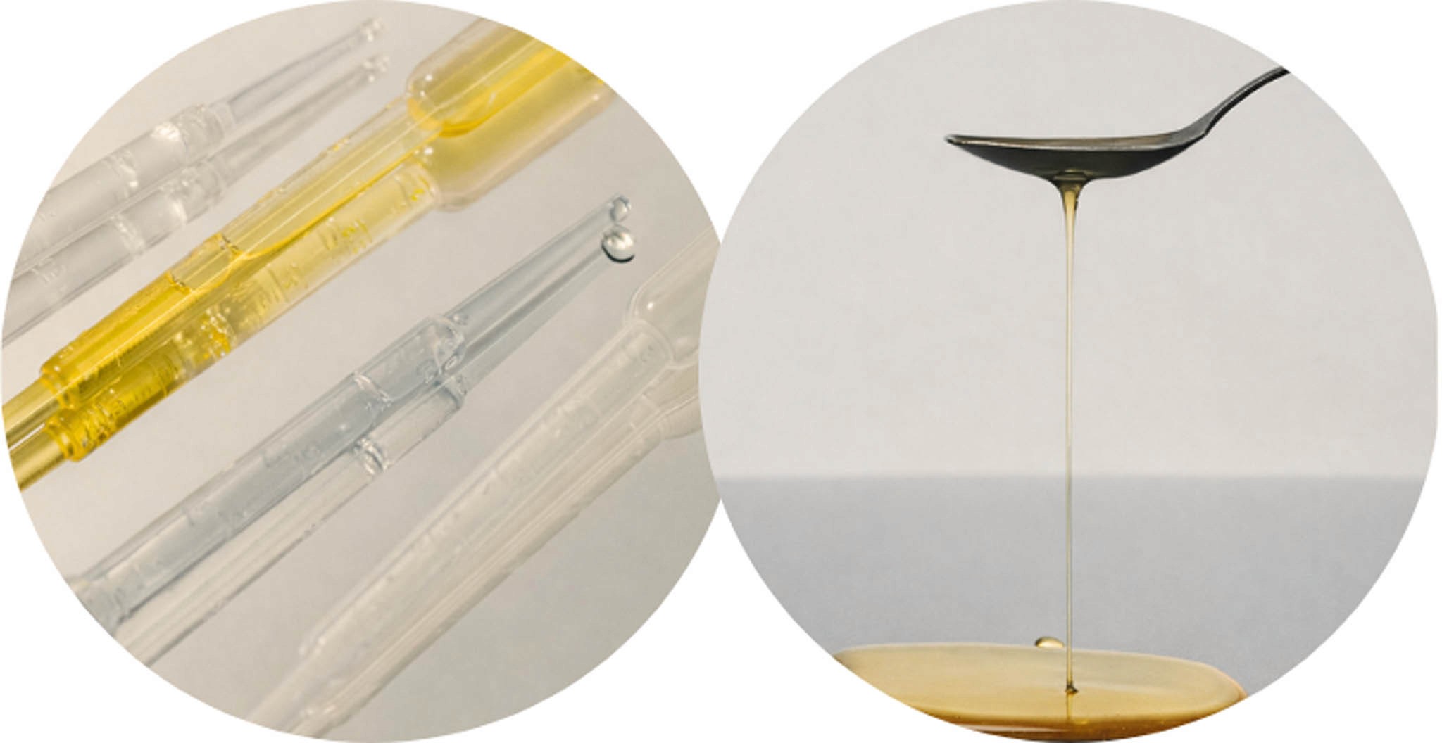 double image représentant des soins dermocosmétiques et un liquide nutraceutique