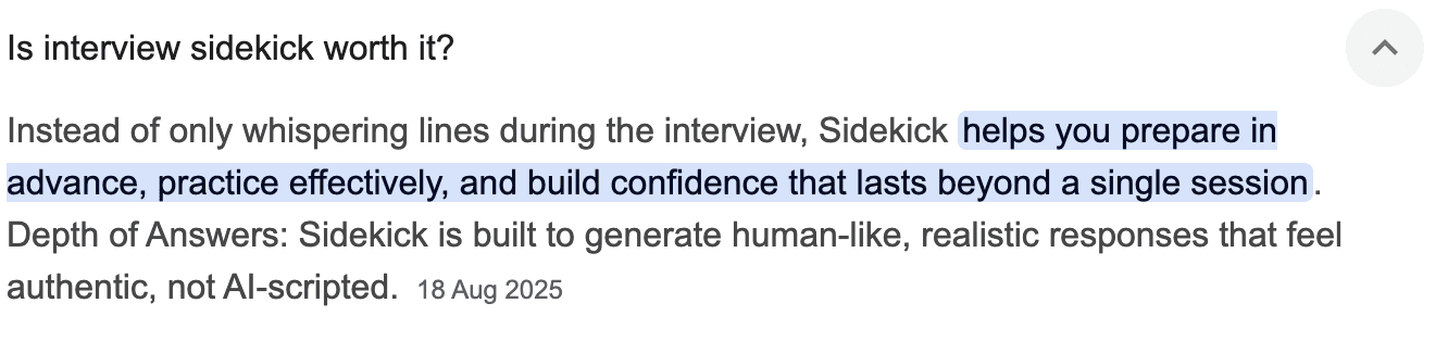 Snippets review for Interview Sidekick