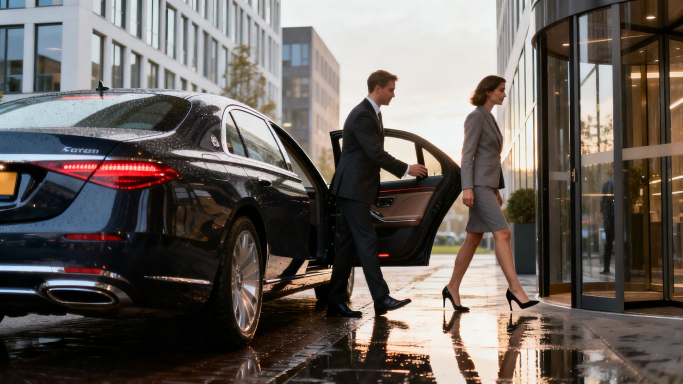 Directievervoer met chauffeur bij kantoor