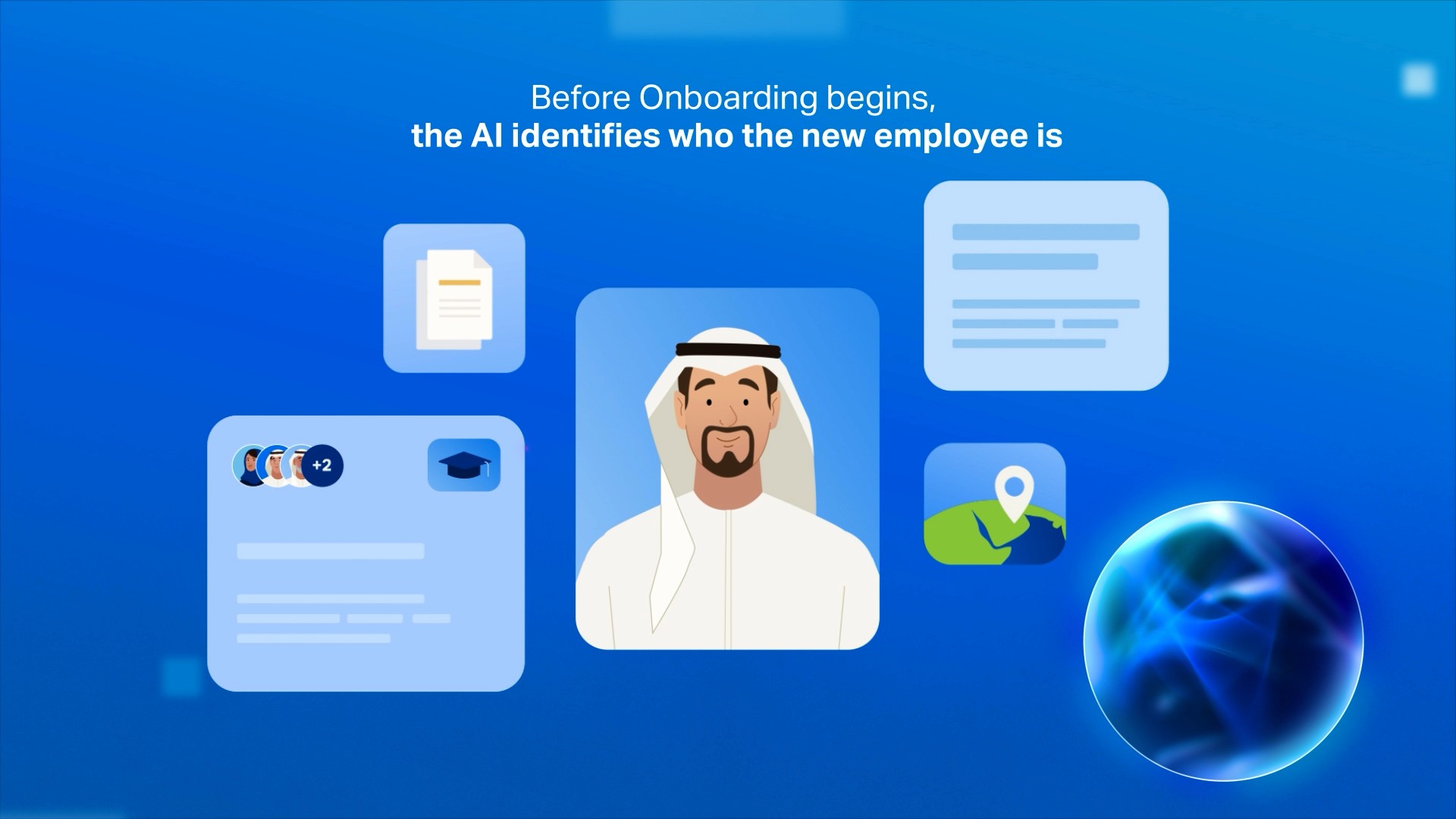 Digital interface showing employee profile data and onboarding information within a system
