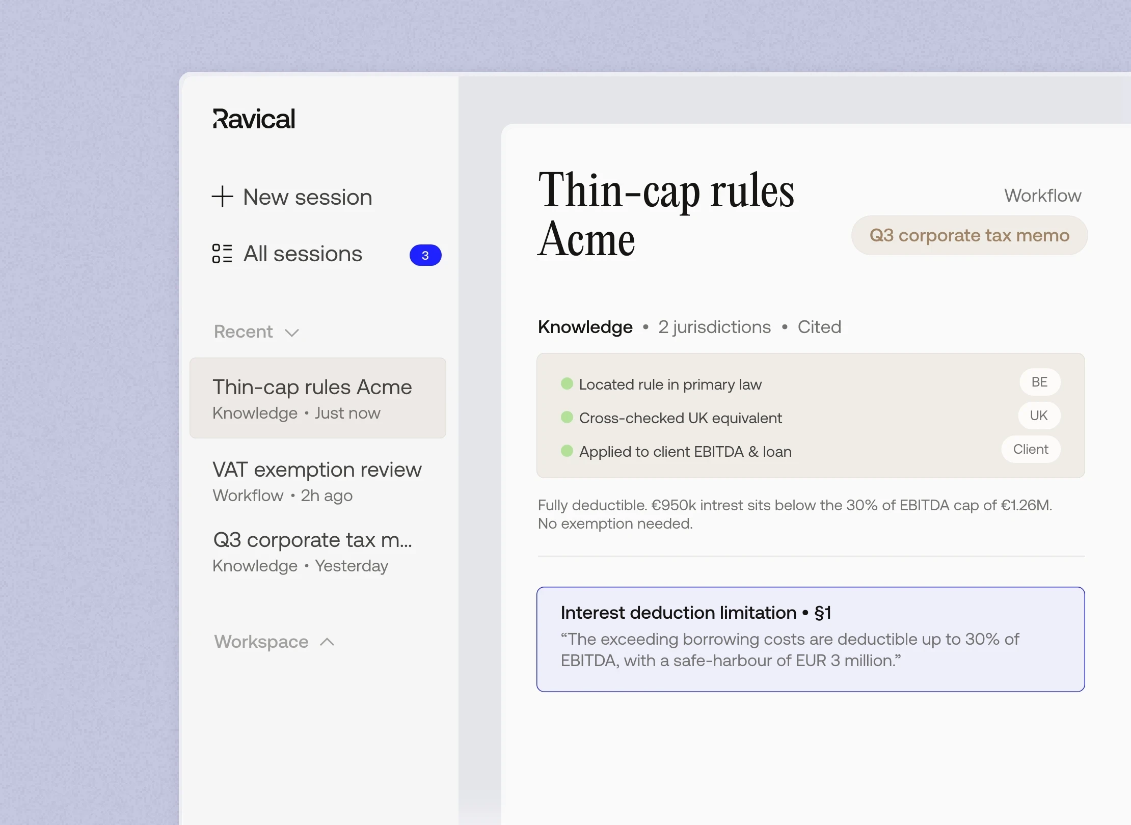 Ravical-Control room - See exactly what AI does for your firm.