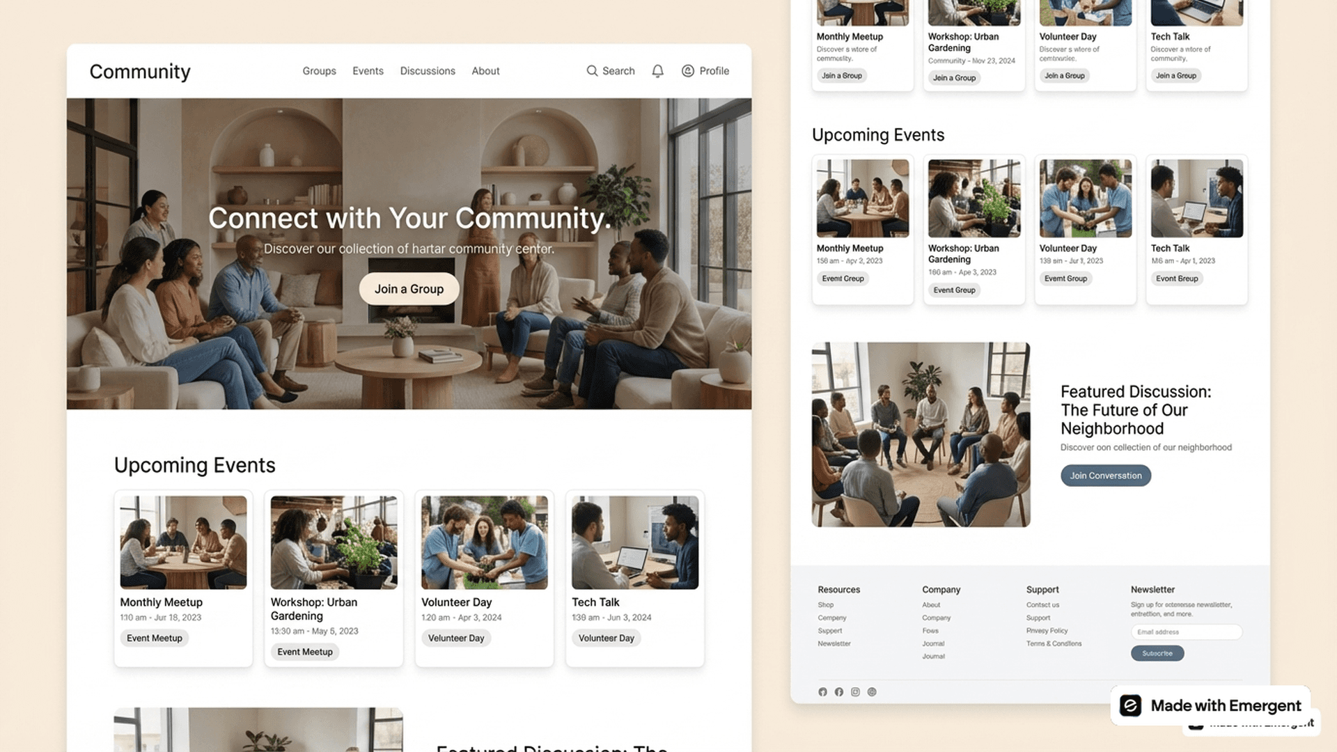 Community website made with emergent