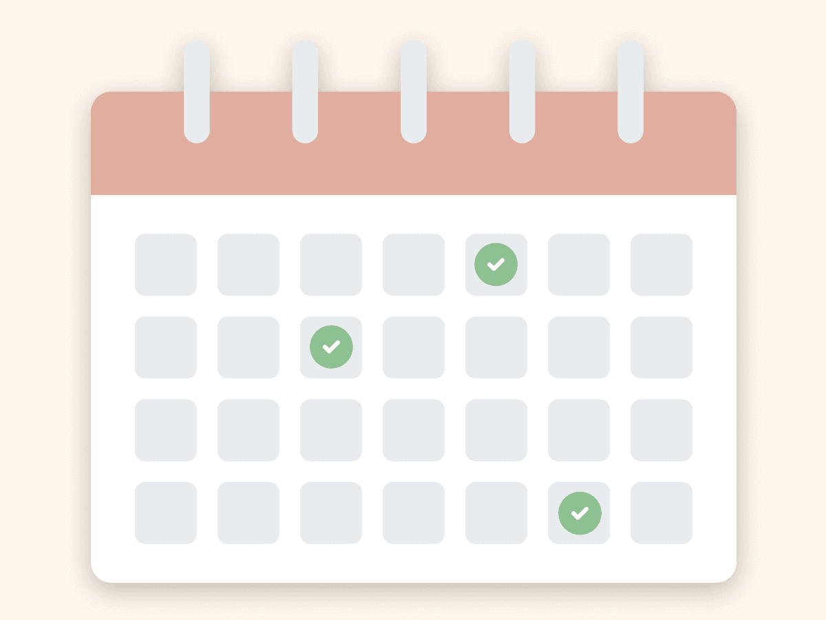 Image of Flint logo rock next to calendar with three check-marked dates.