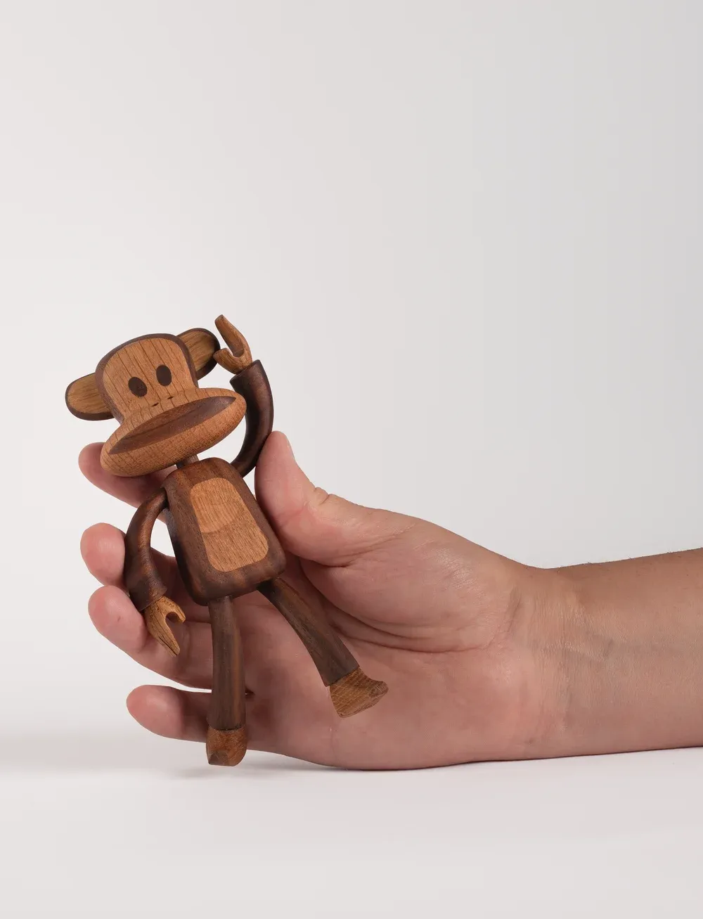 Boyhood Paul Frank wooden figurine translated from licensed 2D artwork into a collectible wooden product