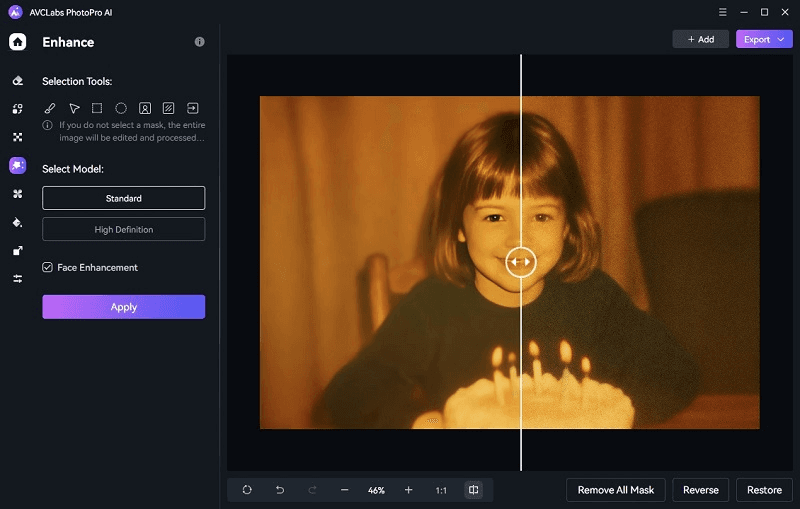 AVCLabs PhotoPro AI image restoration result comparison
