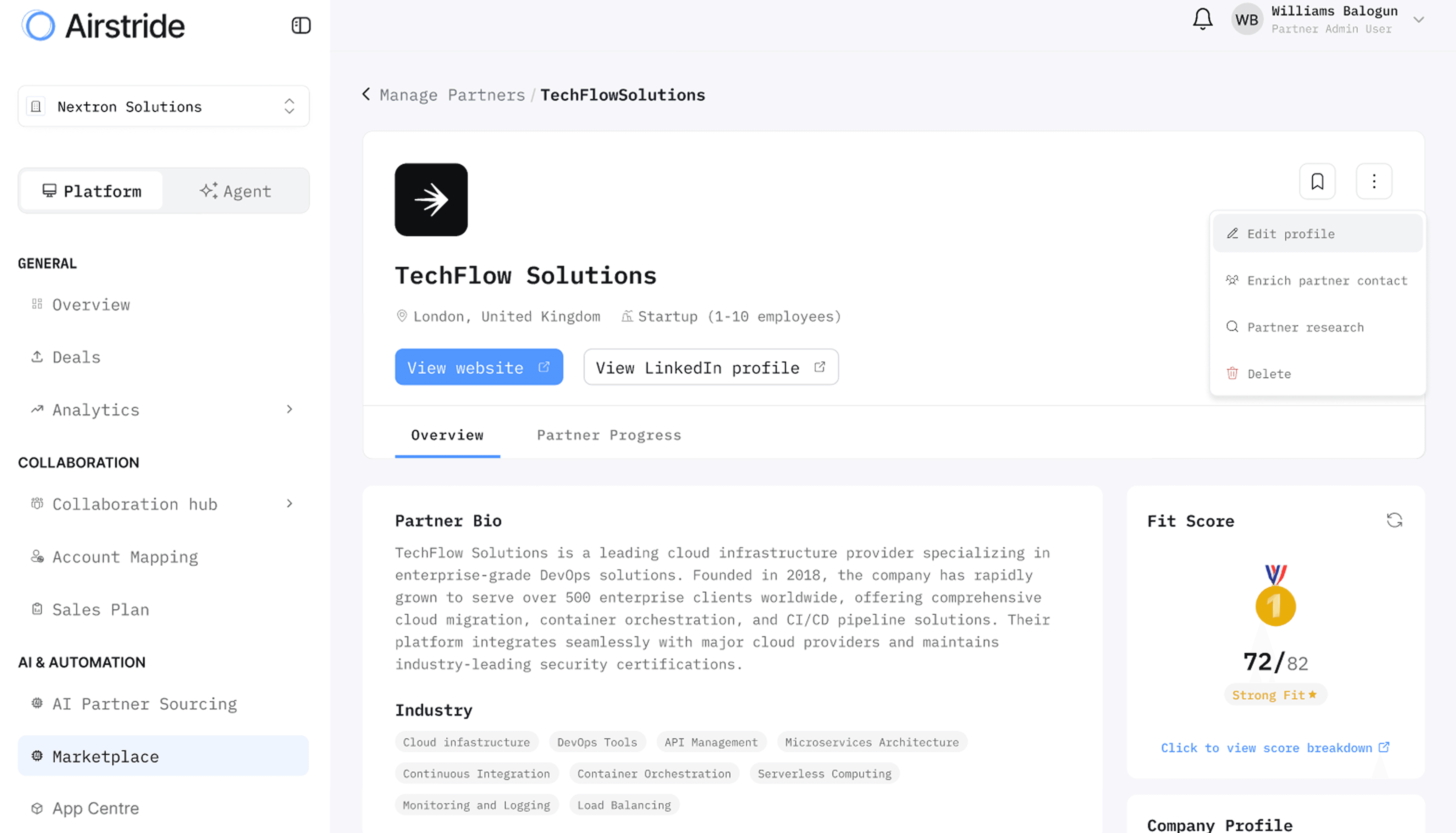 Airstride Partner Management Platform.