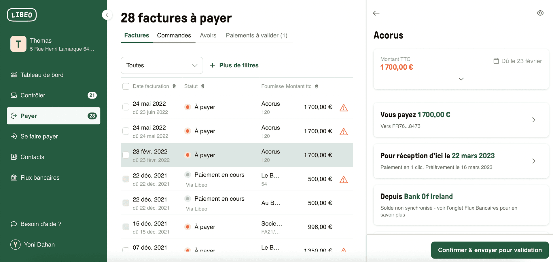 Préparer un paiement sur Libeo