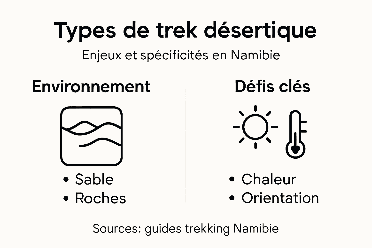 Infographie : comprendre les différents types de treks dans le désert et leurs principaux défis