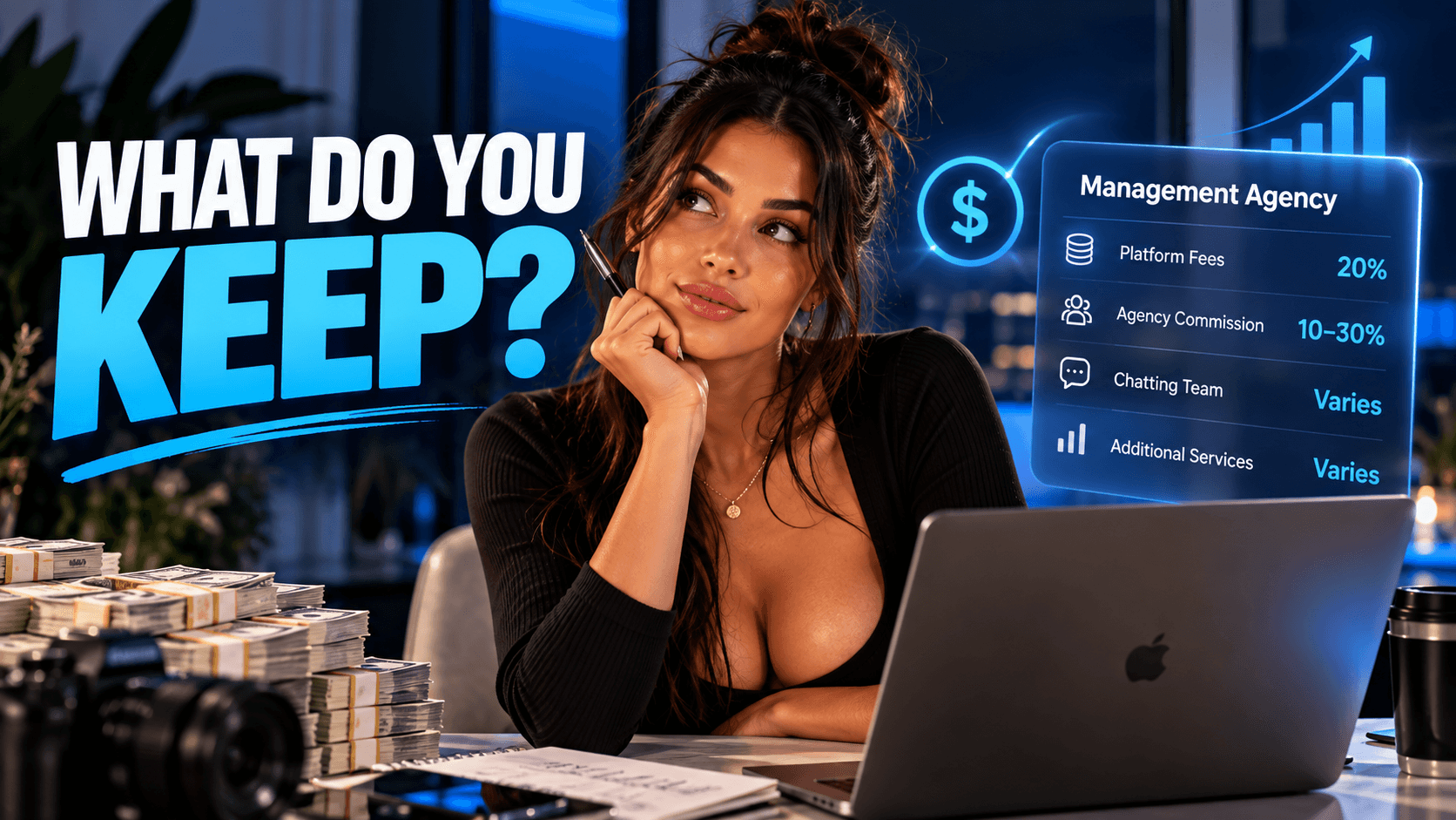 OnlyFans creator reviewing management agency costs, commission structure and potential fees