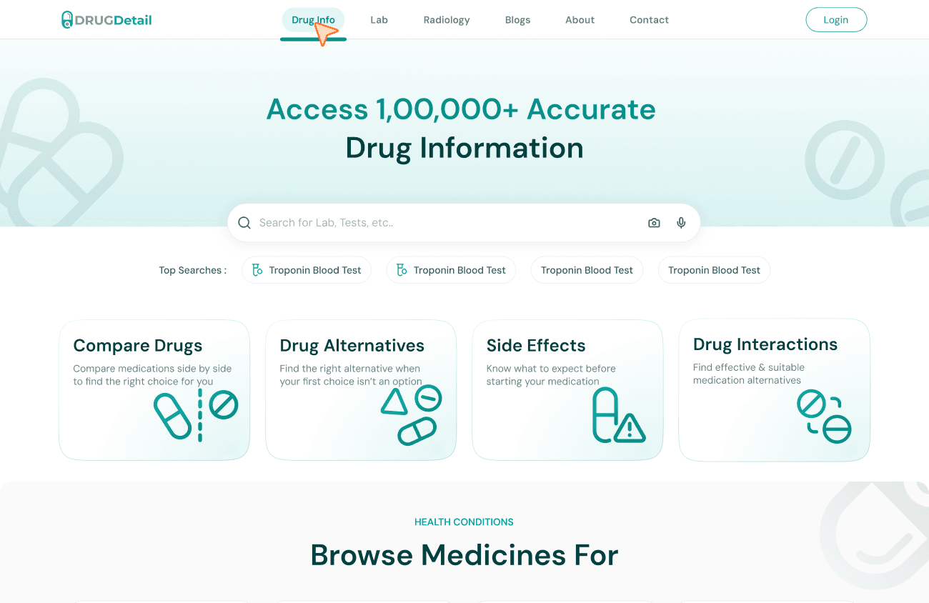 Drug Detail web screen 