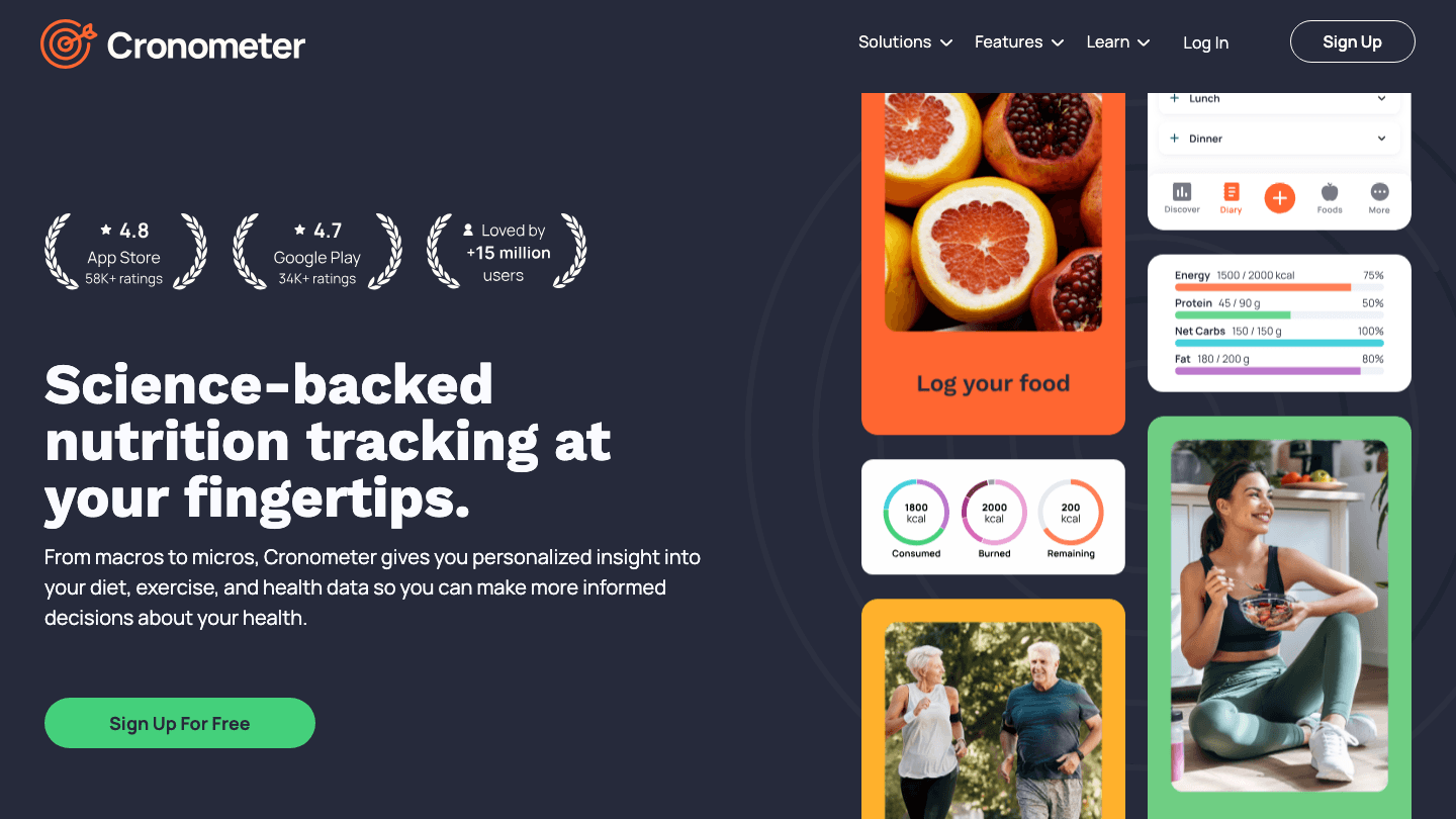 Cronometer science-backed nutrition tracking app showing food and micronutrient data