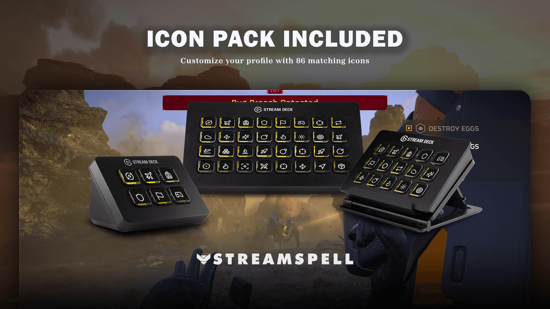 Helldivers 2 static Stream Deck icon pack included with the profile