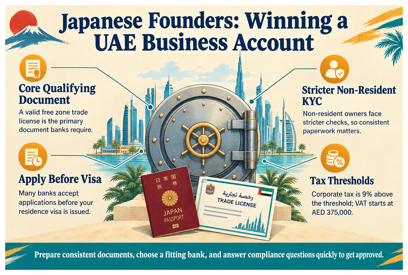 Infographic: Opening a UAE Corporate Bank Account as a Japanese Entrepreneur