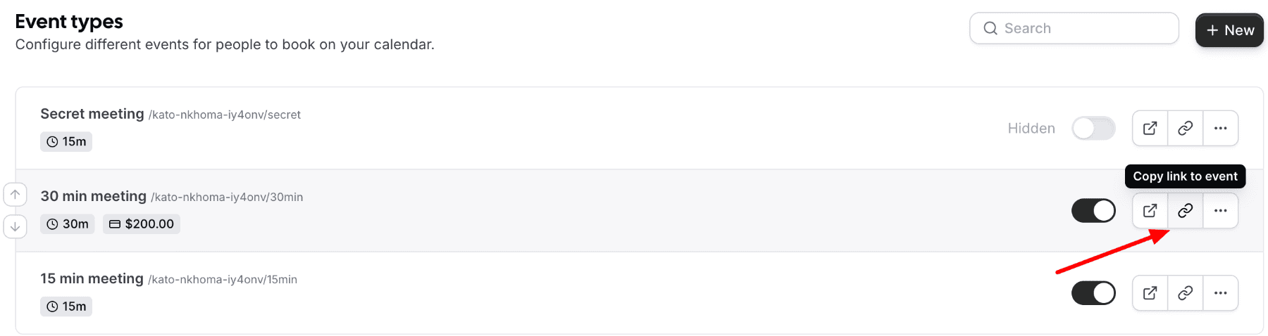 sharing an event link