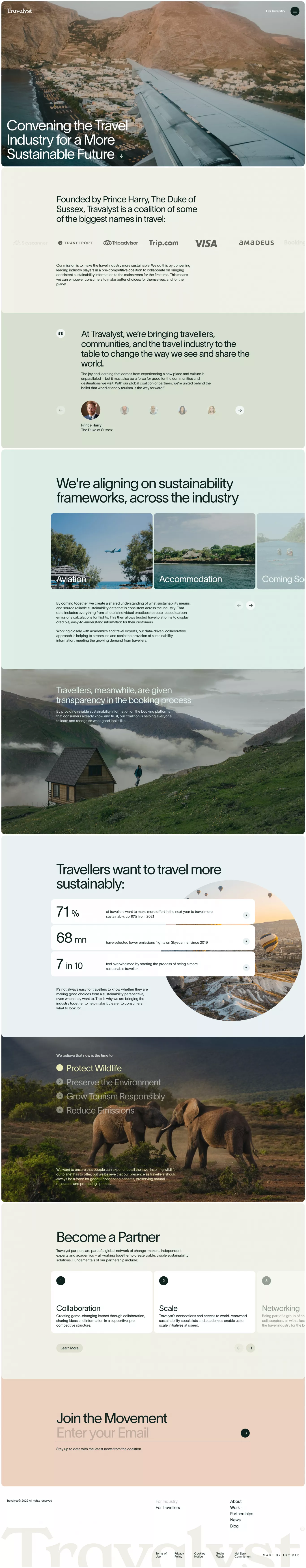 Travalyst - Sustainable Tourism other page screenshot showcasing Travel design