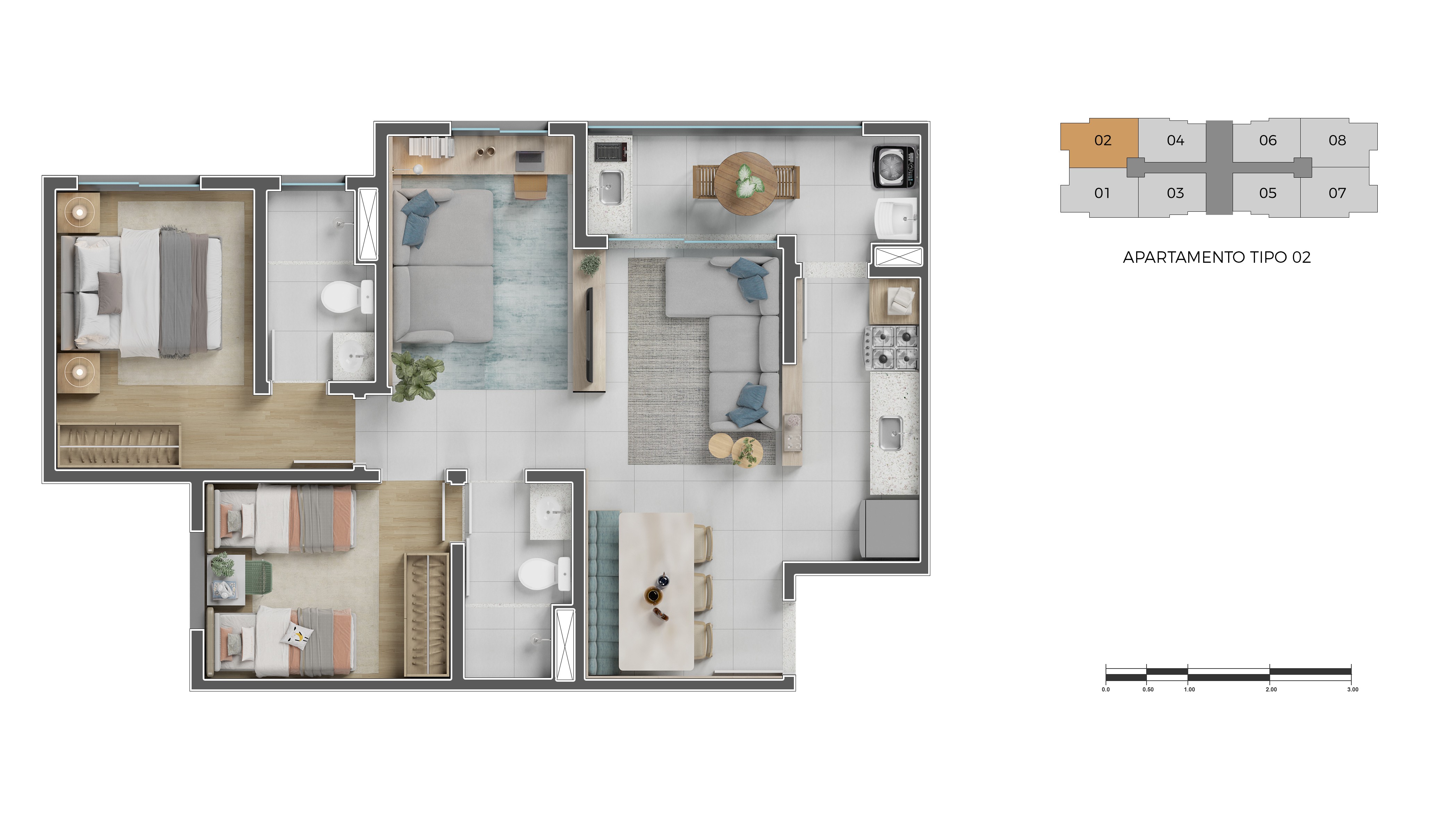 Curved modern skyscraper against a clear blue sky.