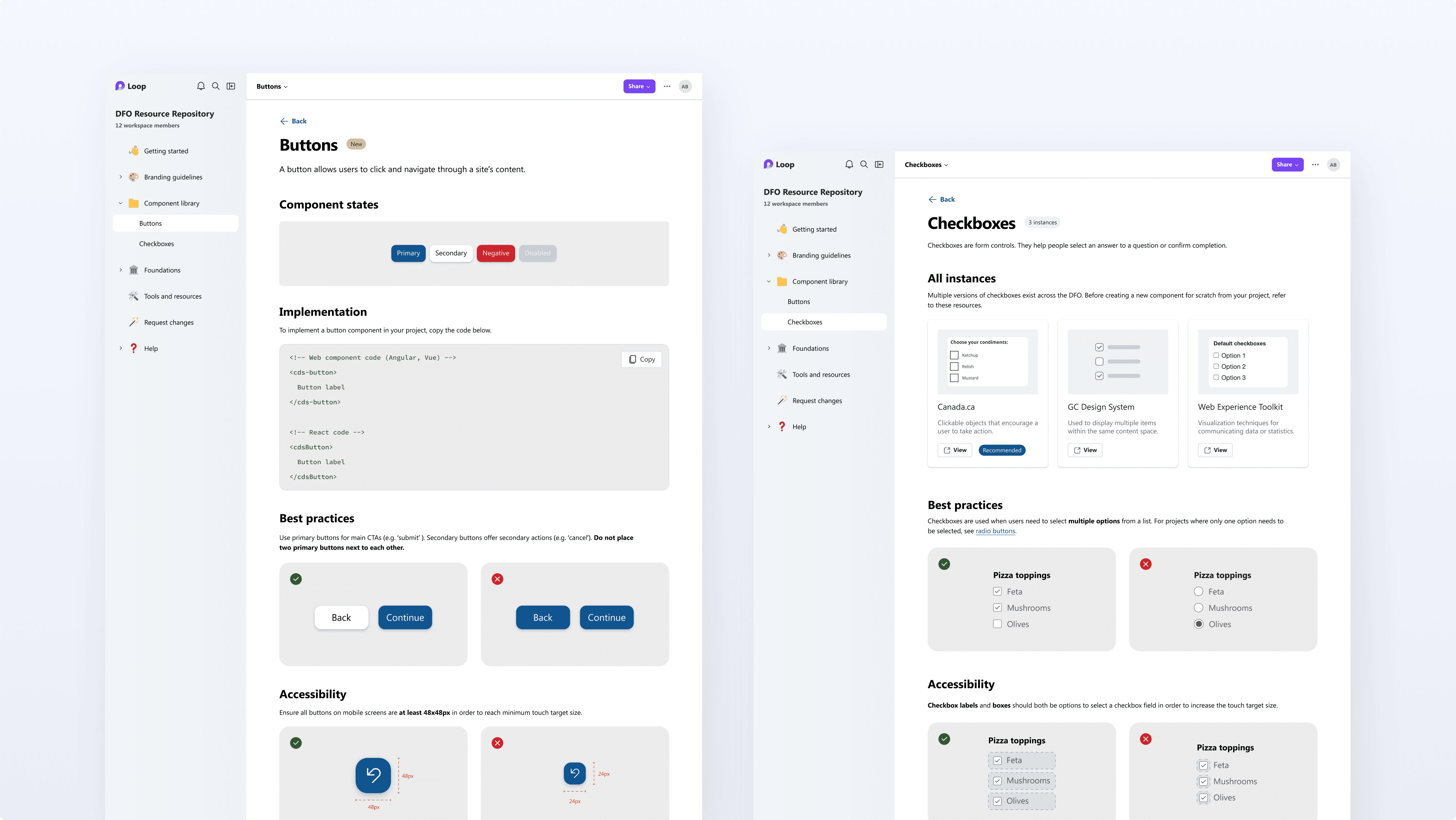 An image comparing two iterations of the UI