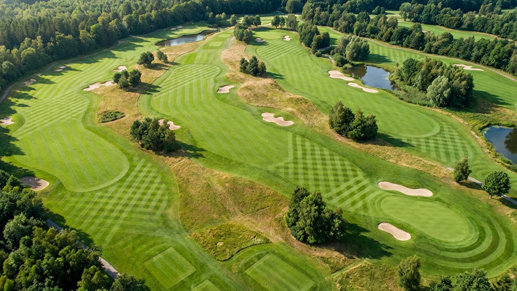 aerial photography of person trimming sports field during day