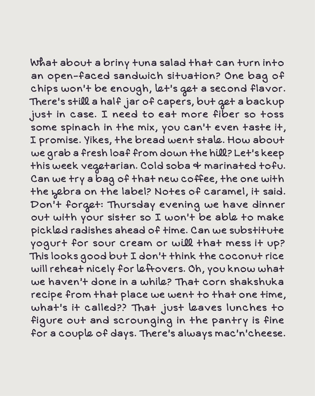 Sample wall of text showing Meal Plan font