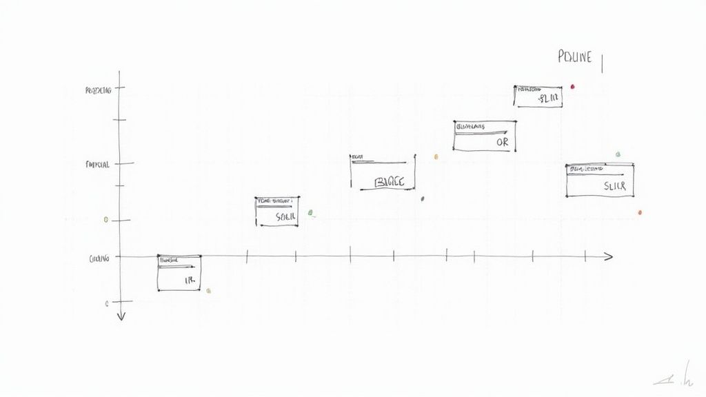 Sales team members discussing a sales pipeline on a large screen