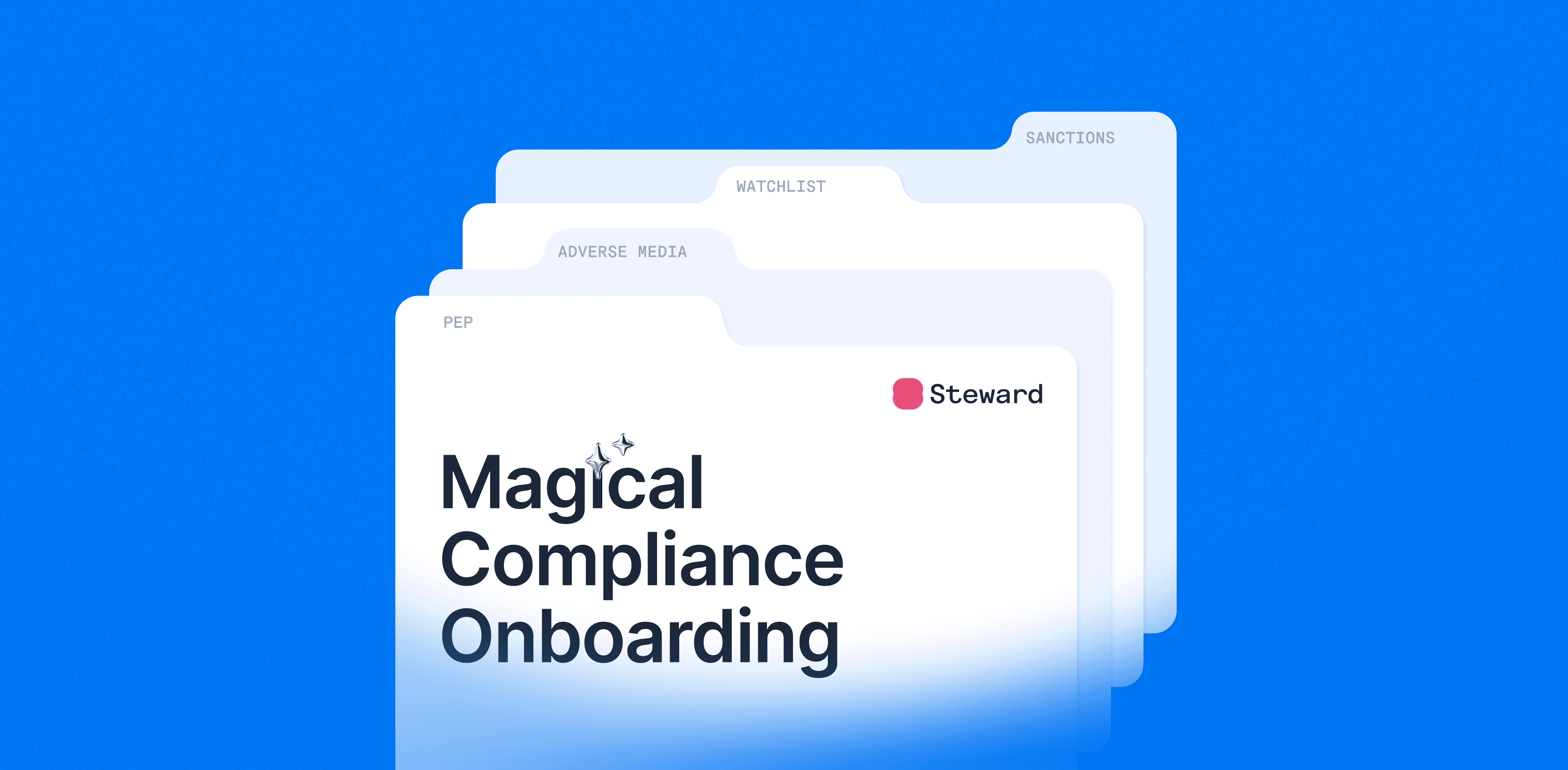 A white folder labeled "Medical Compliance Understanding" on a blue background.