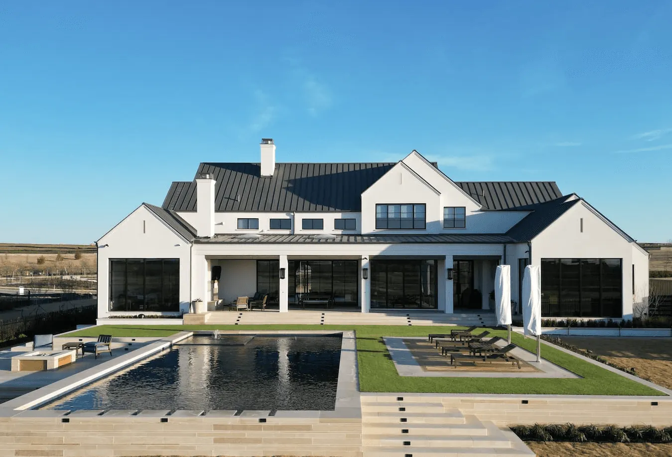 Custom fire Luxury landscape design and build, Blount Designs Frisco TX