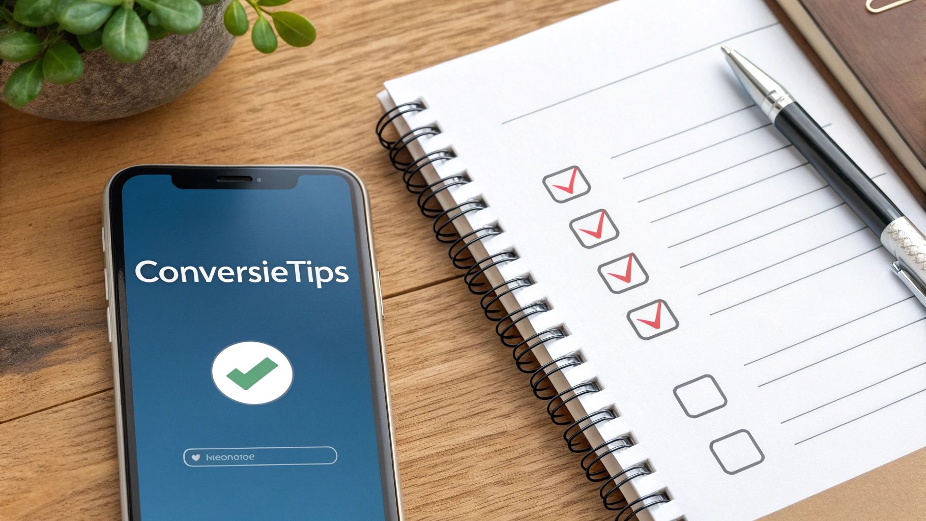 Een checklist met optimalisatietips voor een landingspagina, zoals laadsnelheid en een duidelijke CTA.