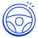 Blue steering wheel icon