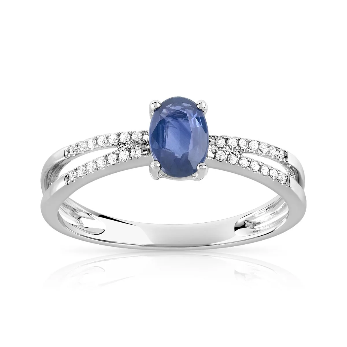 Bague en or blanc 375 sertie de diamants et saphirs