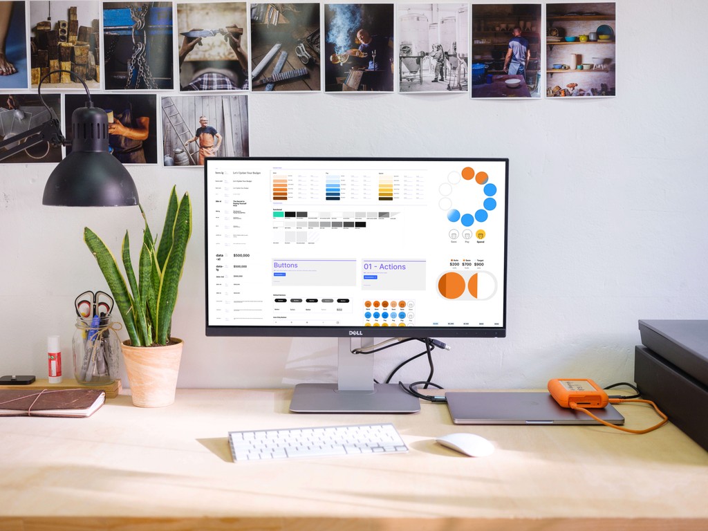 a desktop monitor with an example of design library components