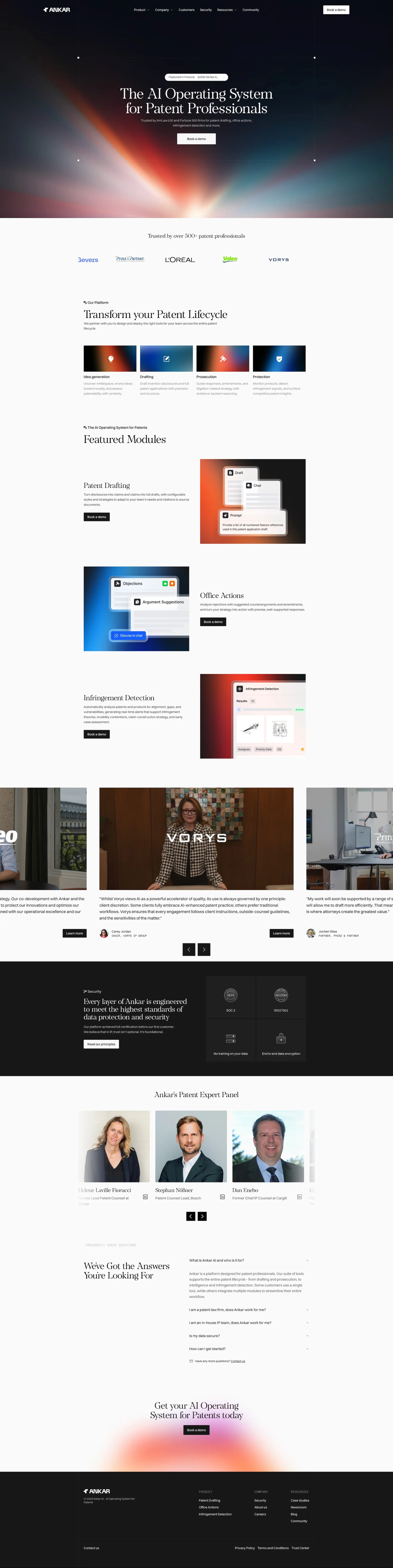 Ankar AI landing page screenshot showcasing AI and Tech design